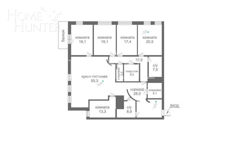 5-КОМН. КВАРТИРА БЕЗ ОТДЕЛКИ 214.3 М² НА 15 ЭТАЖЕ