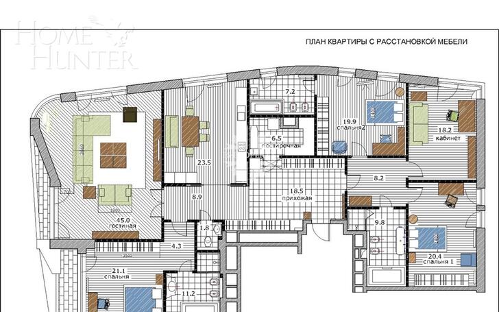 5-КОМН. КВАРТИРА С ОТДЕЛКОЙ 240 М² НА 5 ЭТАЖЕ