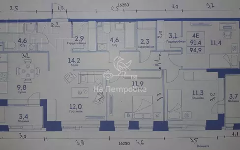 4-комн. кв., 94.9 м², 8/21 этаж