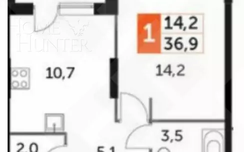 1-комн. кв., 37.9 м², 11/44 этаж