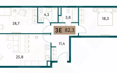 3-комн. кв., 82.5 м², 11/28 этаж