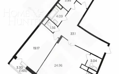 3-КОМН. КВАРТИРА С ОТДЕЛКОЙ 144 М² НА 39 ЭТАЖЕ
