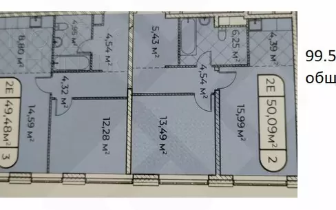 3-КОМН. КВАРТИРА БЕЗ ОТДЕЛКИ 100 М² НА 1 ЭТАЖЕ