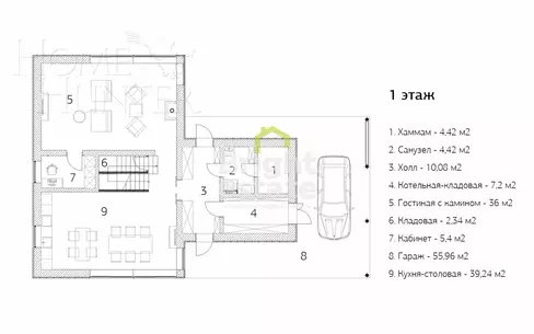 2-этажный коттедж 427 м² с отделкой