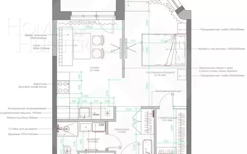 1-КОМН. КВАРТИРА С ОТДЕЛКОЙ 45 М² НА 3 ЭТАЖЕ