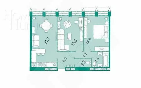 2-КОМН. КВАРТИРА БЕЗ ОТДЕЛКИ 65 М² НА 23 ЭТАЖЕ