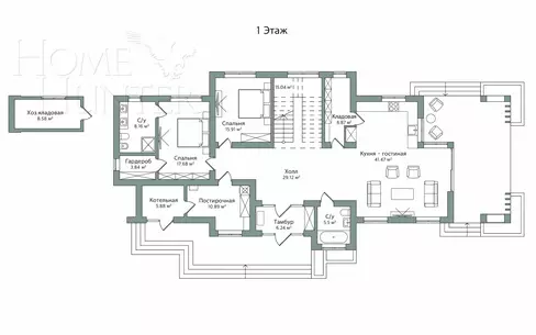 2-этажный коттедж 360 м² без отделки