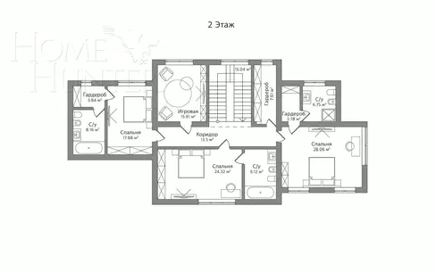2-этажный коттедж 360 м² без отделки