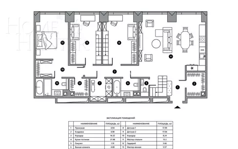 4-КОМН. ПЕНТХАУС БЕЗ ОТДЕЛКИ 183.61 М² НА 41 ЭТАЖЕ