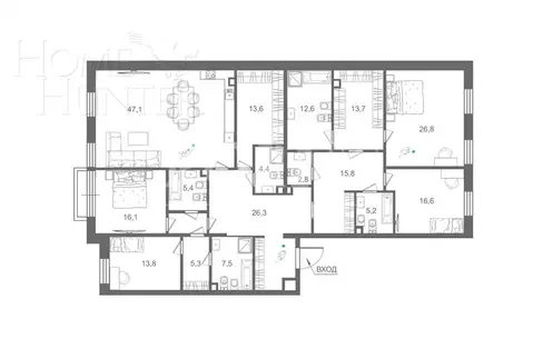 4-комн. кв., 236 м², 3/7 этаж
