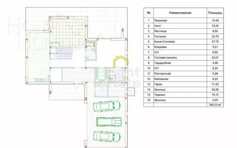 2-этажный коттедж 616 м² без отделки