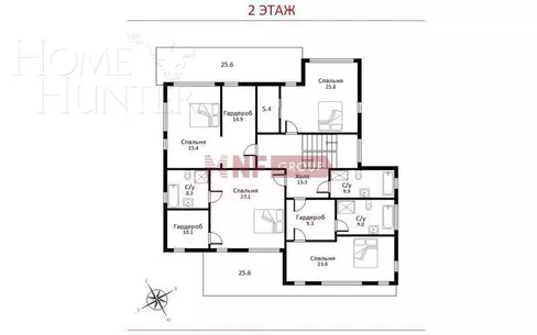 2-этажный коттедж 376.6 м² без отделки