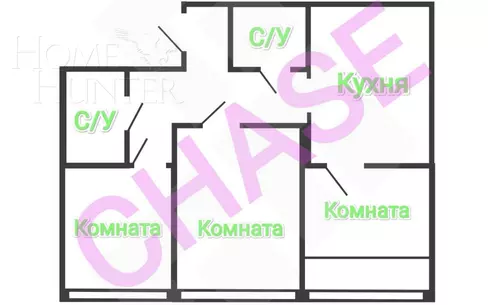 3-комн. кв., 70.5 м², 2/13 этаж