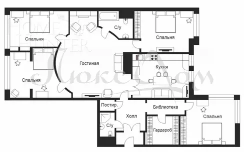 4-КОМН. КВАРТИРА С ОТДЕЛКОЙ 165.4 М² НА 4 ЭТАЖЕ