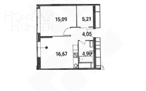 1-КОМН. КВАРТИРА БЕЗ ОТДЕЛКИ 46 М² НА 43 ЭТАЖЕ