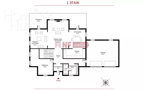 2-этажный коттедж 1 000 м² с отделкой