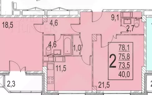 3-КОМН. КВАРТИРА С ОТДЕЛКОЙ 77 М² НА 19 ЭТАЖЕ