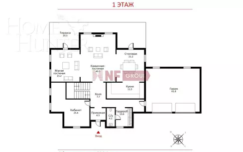 2-этажный коттедж 1 000 м² с отделкой