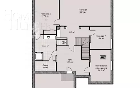 2-этажный коттедж 625 м² без отделки