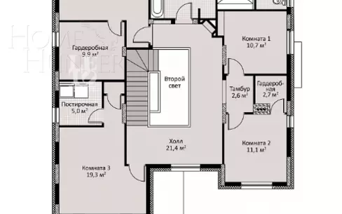 2-этажный коттедж 625 м² без отделки