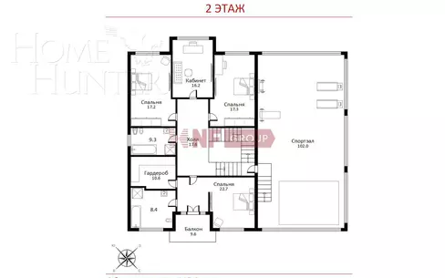 2-этажный коттедж 414.7 м² с отделкой