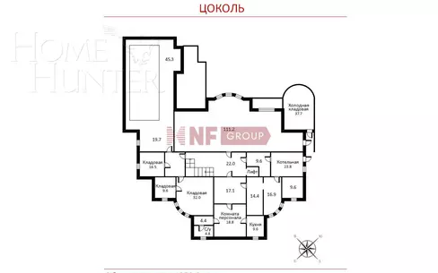 2-этажный коттедж 1 800 м² без отделки
