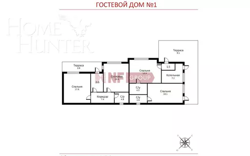 2-этажный коттедж 1 300 м² с отделкой