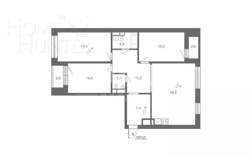 4-КОМН. КВАРТИРА С ОТДЕЛКОЙ 103 М² НА 10 ЭТАЖЕ
