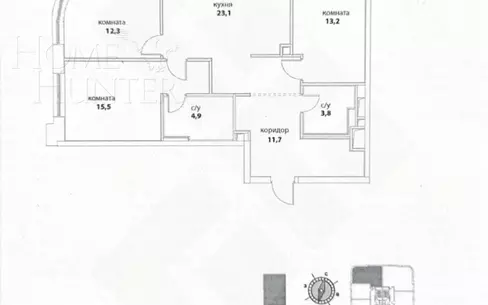 3-КОМН. КВАРТИРА БЕЗ ОТДЕЛКИ 87 М² НА 7 ЭТАЖЕ