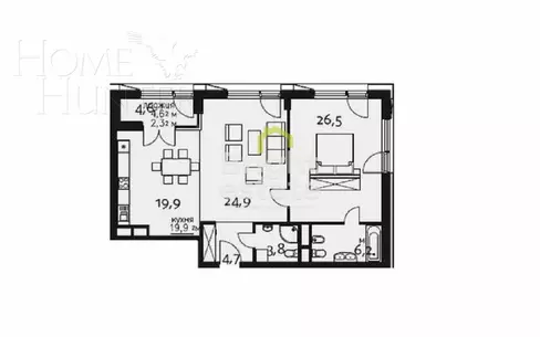 3-КОМН. КВАРТИРА БЕЗ ОТДЕЛКИ 97 М² НА 9 ЭТАЖЕ