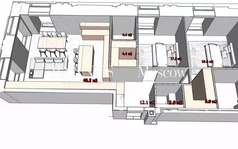 3-КОМН. КВАРТИРА БЕЗ ОТДЕЛКИ 124 М² НА 4 ЭТАЖЕ