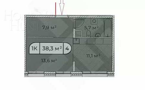 1-КОМН. КВАРТИРА БЕЗ ОТДЕЛКИ 38.3 М² НА 5 ЭТАЖЕ