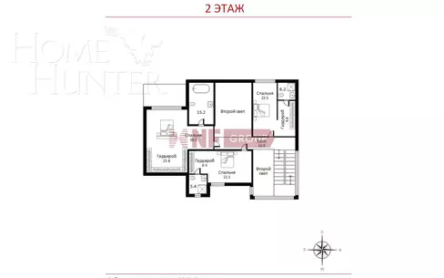 2-этажный коттедж 639.81 м² без отделки