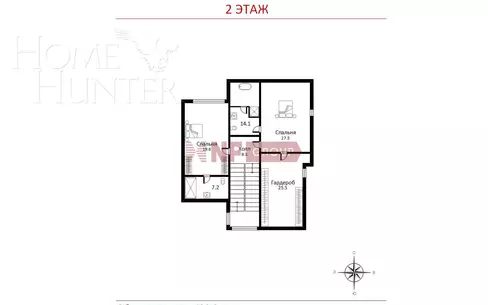 2-этажный коттедж 420.8 м² без отделки