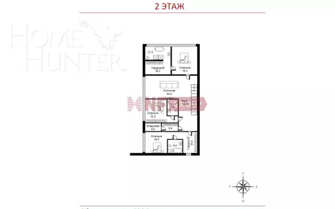 2-этажный коттедж 836.8 м² без отделки