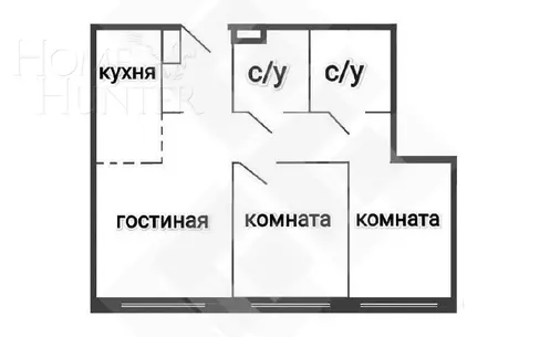 3-КОМН. КВАРТИРА БЕЗ ОТДЕЛКИ 67 М² НА 6 ЭТАЖЕ