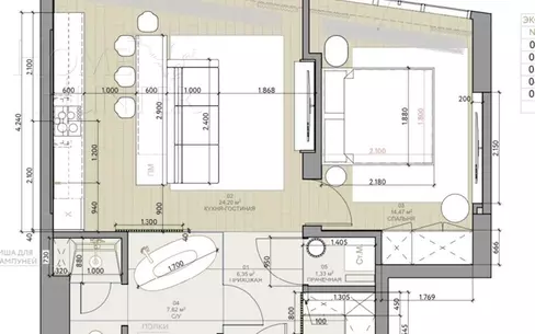 2-КОМН. КВАРТИРА С ОТДЕЛКОЙ 57 М² НА 8 ЭТАЖЕ