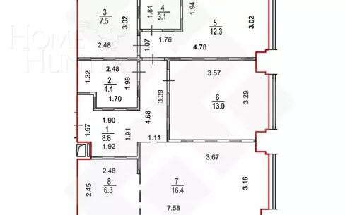 2-КОМН. КВАРТИРА С ОТДЕЛКОЙ 72 М² НА 33 ЭТАЖЕ