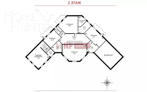 2-этажный коттедж 1 100 м² с отделкой
