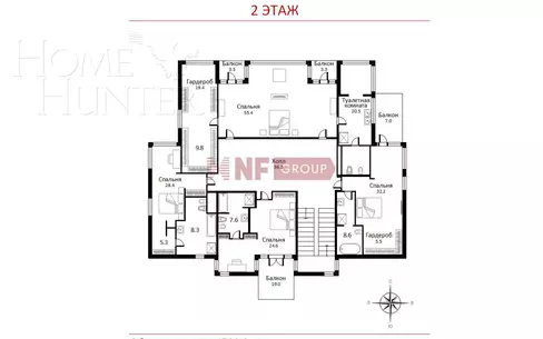 2-этажный коттедж 1 700 м² с отделкой