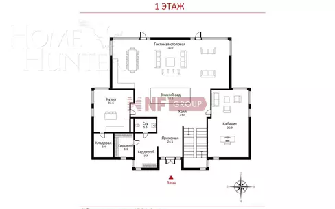 2-этажный коттедж 1 700 м² с отделкой