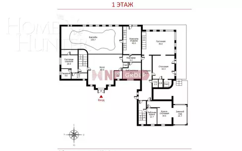 3-этажный коттедж 1 800 м² с отделкой