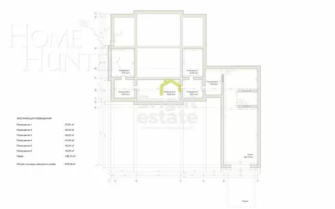 2-этажный коттедж 1 250 м² без отделки