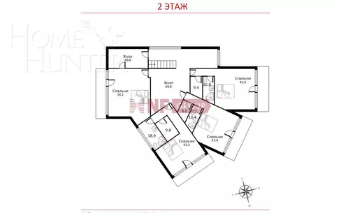 2-этажный коттедж 1 328.2 м² без отделки