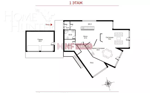 2-этажный коттедж 1 328.2 м² без отделки