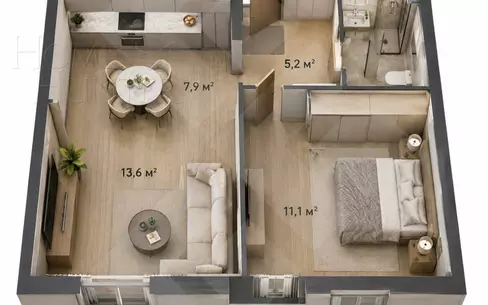 2-КОМН. КВАРТИРА БЕЗ ОТДЕЛКИ 38 М² НА 1 ЭТАЖЕ