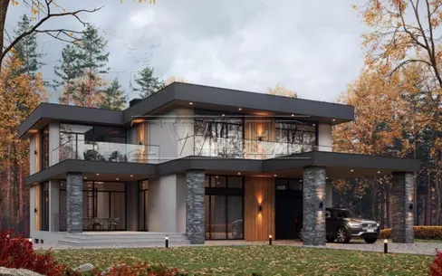 2-этажный коттедж 450 м² без отделки