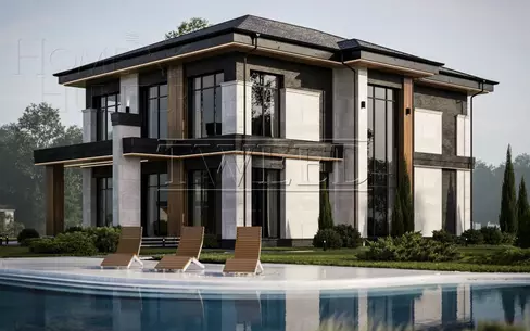 2-этажный коттедж 347.7 м² без отделки