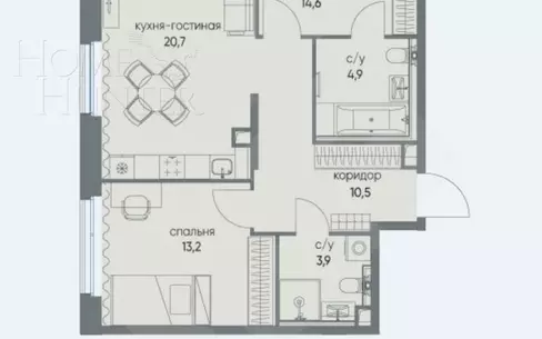2-КОМН. КВАРТИРА БЕЗ ОТДЕЛКИ 75 М² НА 10 ЭТАЖЕ