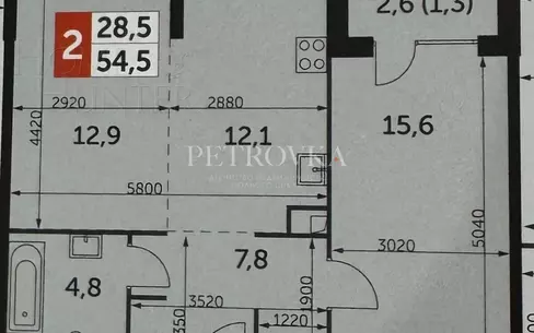 2-КОМН. КВАРТИРА БЕЗ ОТДЕЛКИ 53.2 М² НА 4 ЭТАЖЕ
